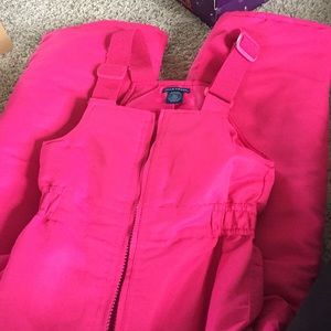 Girls Adjustable Pink Snow Ski Pants Suit, 6/6X
